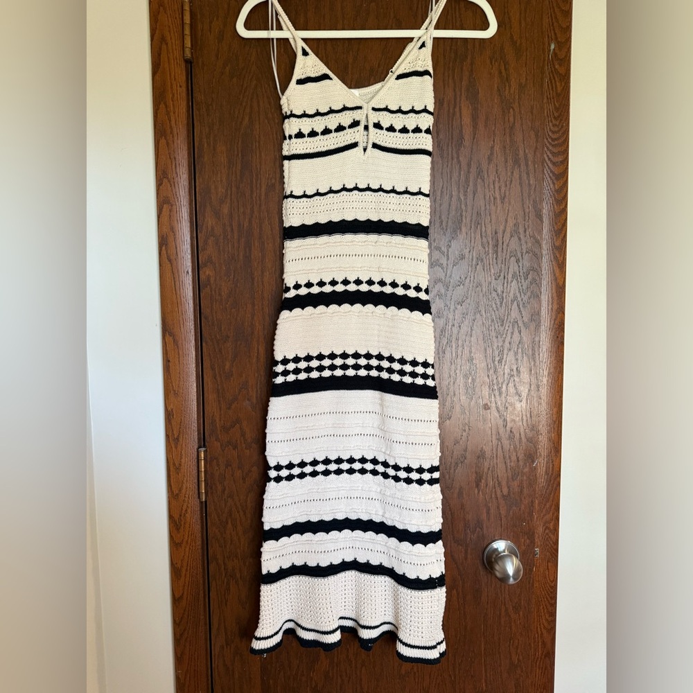 H&M Black and White Halter Maxi Dress